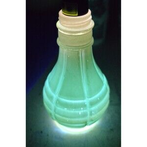 Vintage Jadeite Uranium Glass Powder Jar Shaker Base Art Deco 4” UV Reactive Glo
